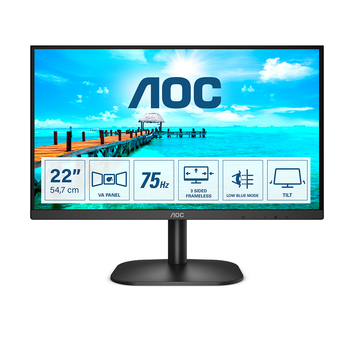 AOC 22B2H Computer Monitors - 21.5 Inches - Black