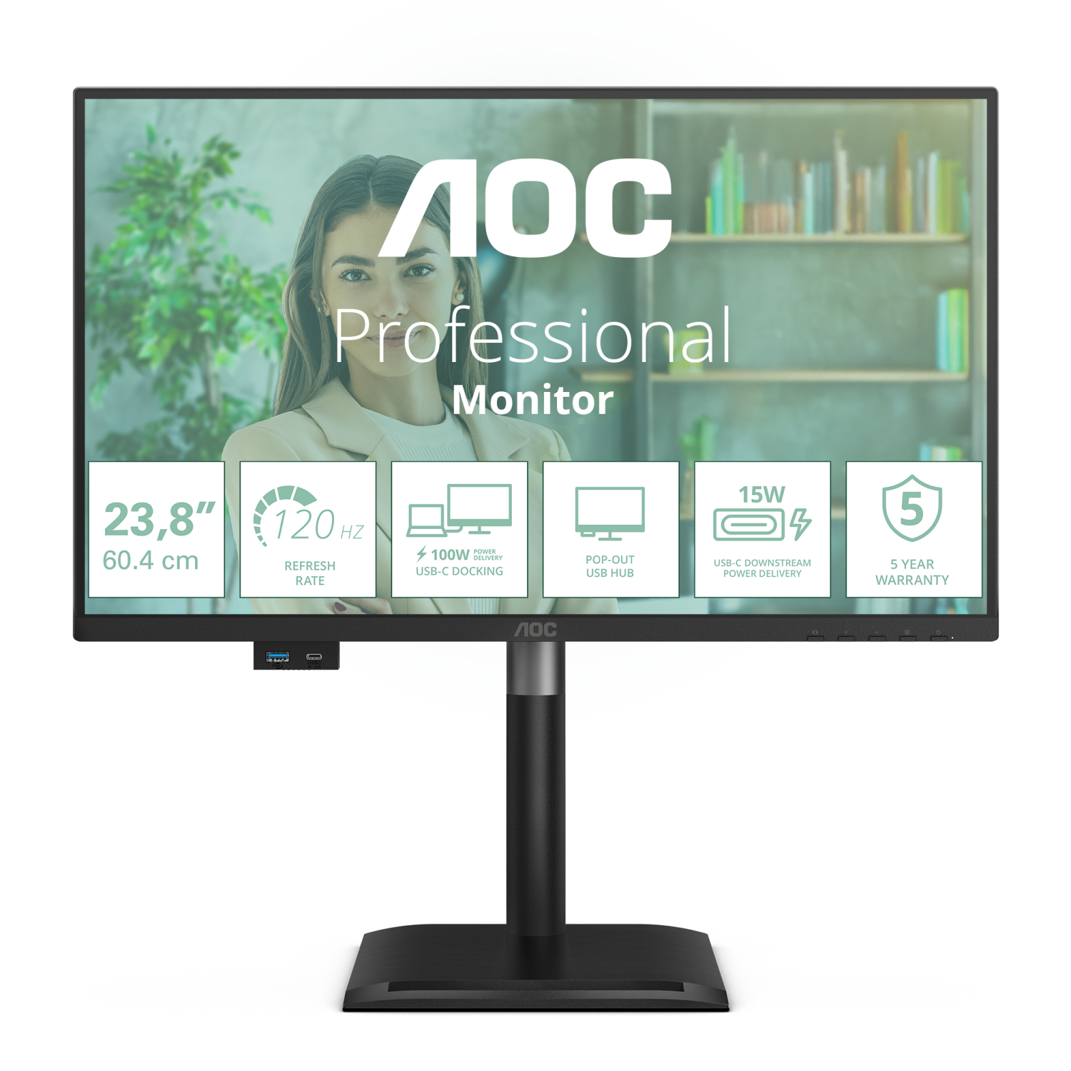 AOC 120Hz Computer Monitors - 23.8 Inches - Black