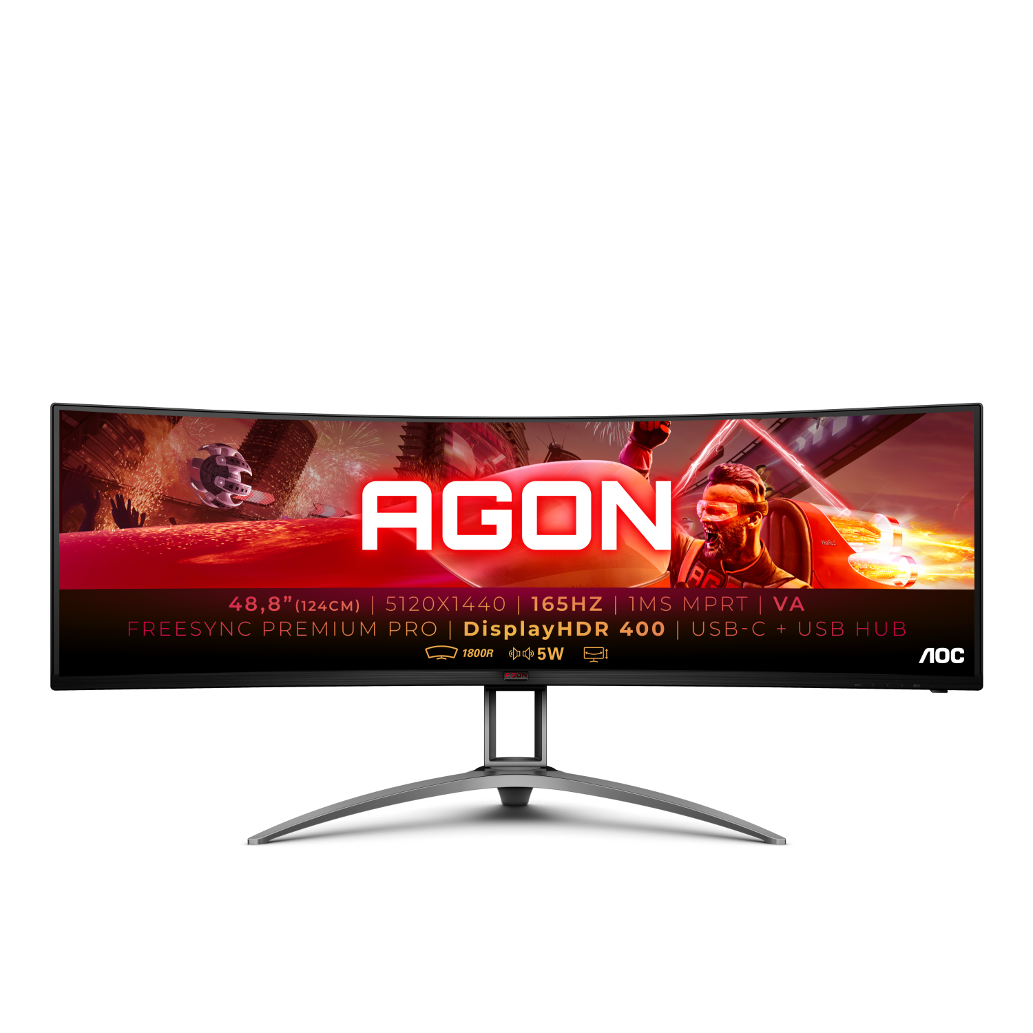 AOC AG493UCX2 Computer Monitors - 48.8 Inches - Black