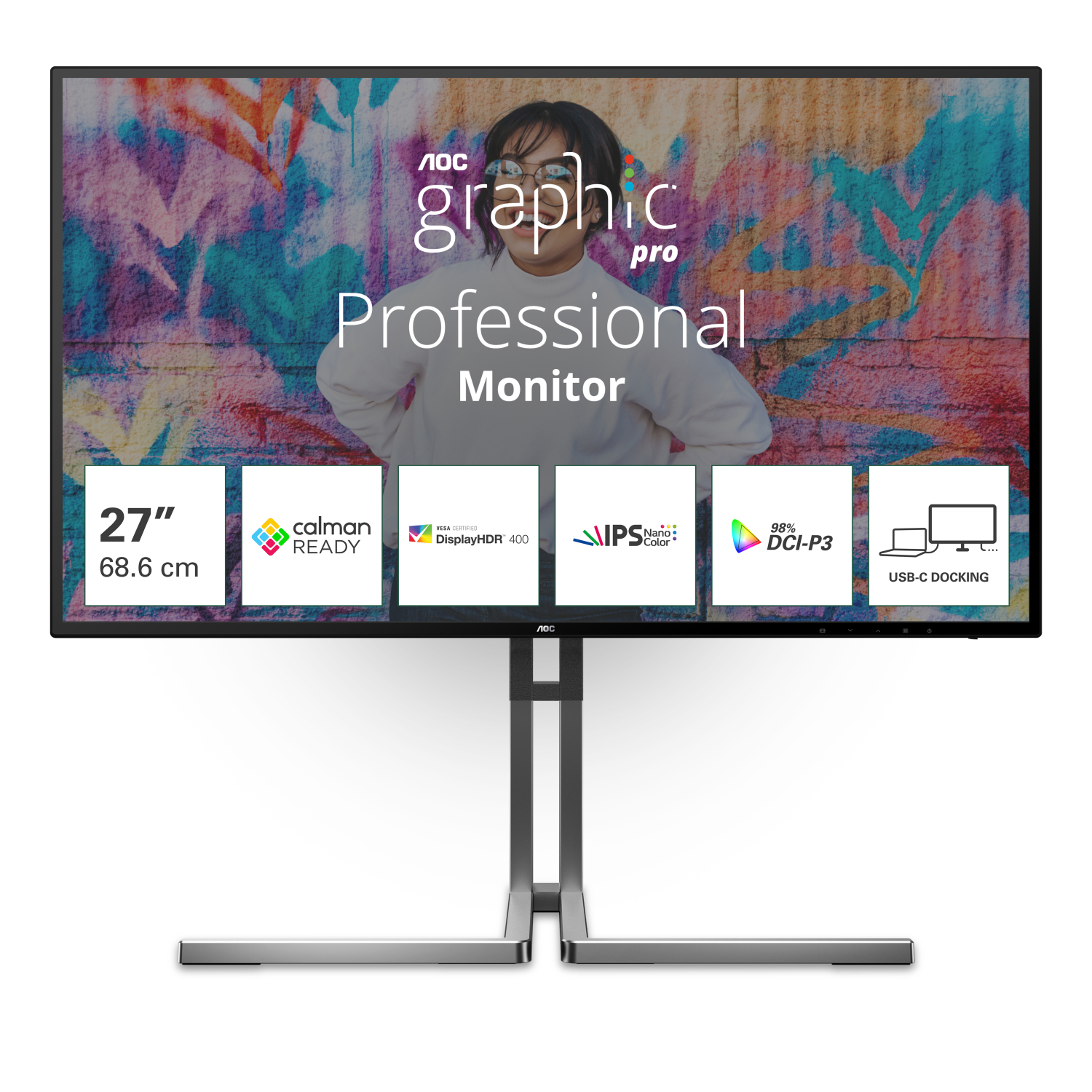 AOC U27U3CV Computer Monitors - 27 Inches - Black
