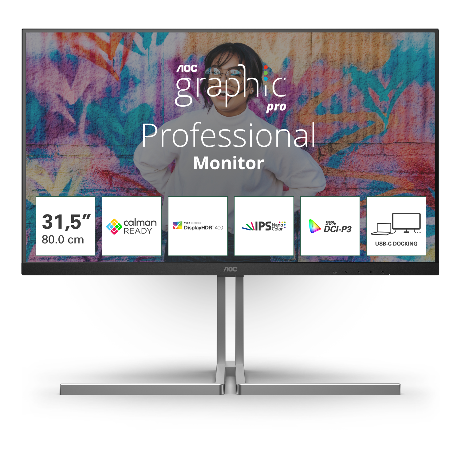 AOC U32U3CV Computer Monitors - 31.5 Inches - Black