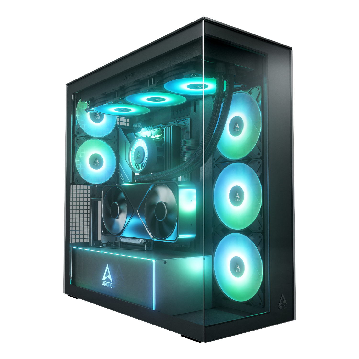 ARCTIC Xtender VG (Mirror Black) Premium E-ATX PC Case with Vertical GPU Mounting