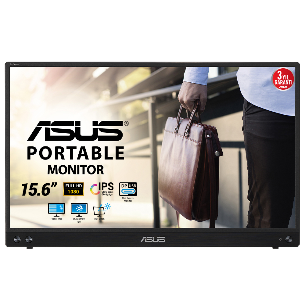 Asus MB16ACV Computer Monitors - 15.6 Inches - Black