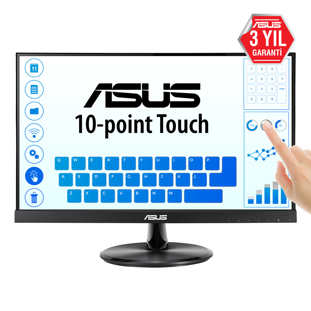 ASUS VT229H - LED monitor - 21.5" - touchscreen - 1920 x 1080 Full HD (1080p) - IPS - 250 cd/m? - 1000:1 - 5 ms - HDMI, VGA - speakers - black