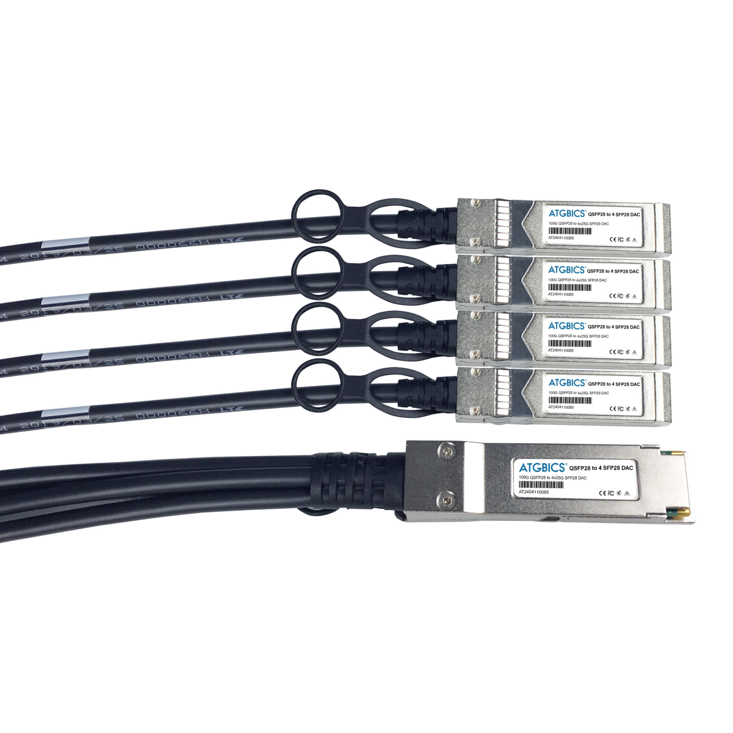 ATGBICS CAB-QSFP28-4SFP25G-CU3M-C1 Fibre Optic Cables - Black