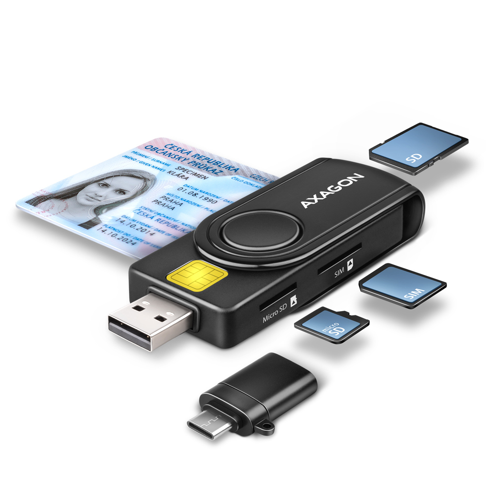 AXAGON CRE-SMP2A Smart Card Readers - Black