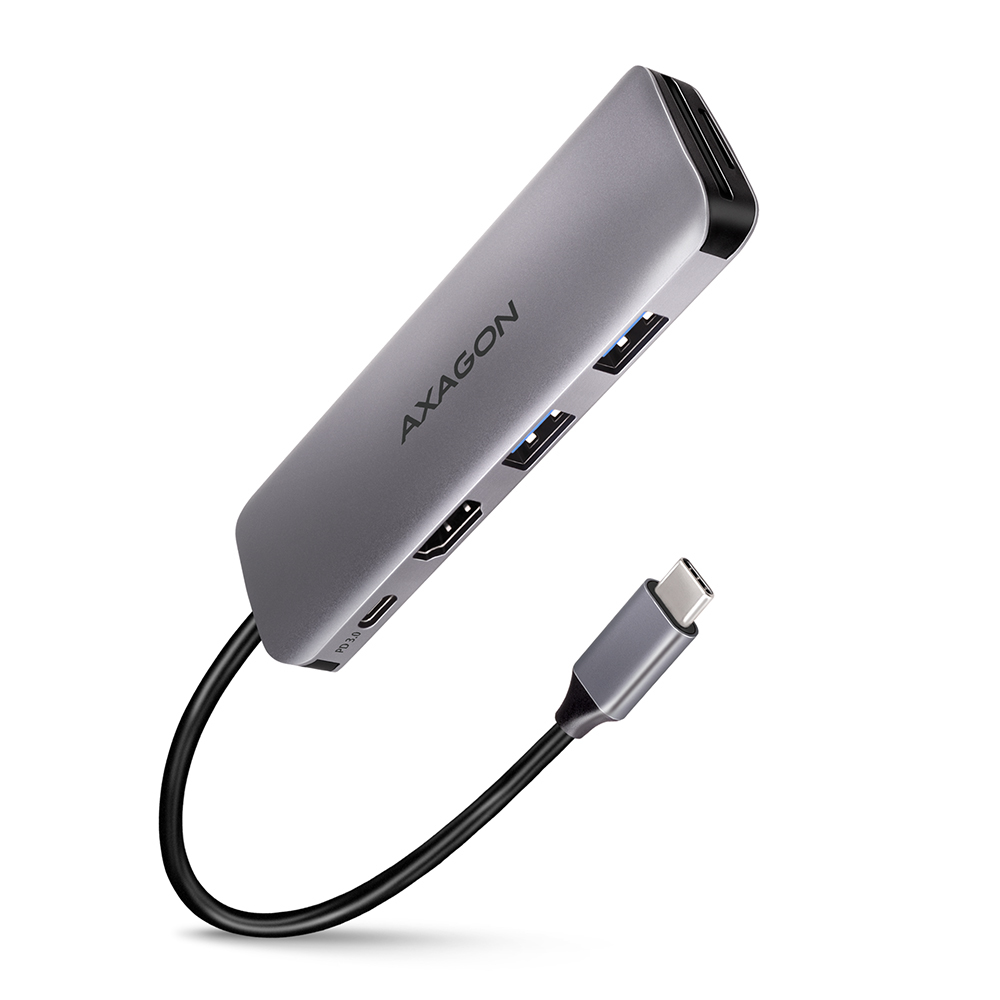 AXAGON HMC-5 Laptop Docks & Port Replicators - Grey