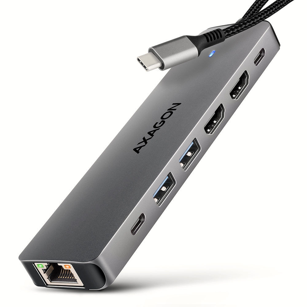 AXAGON HMC-7HX2 Laptop Docks & Port Replicators - Grey