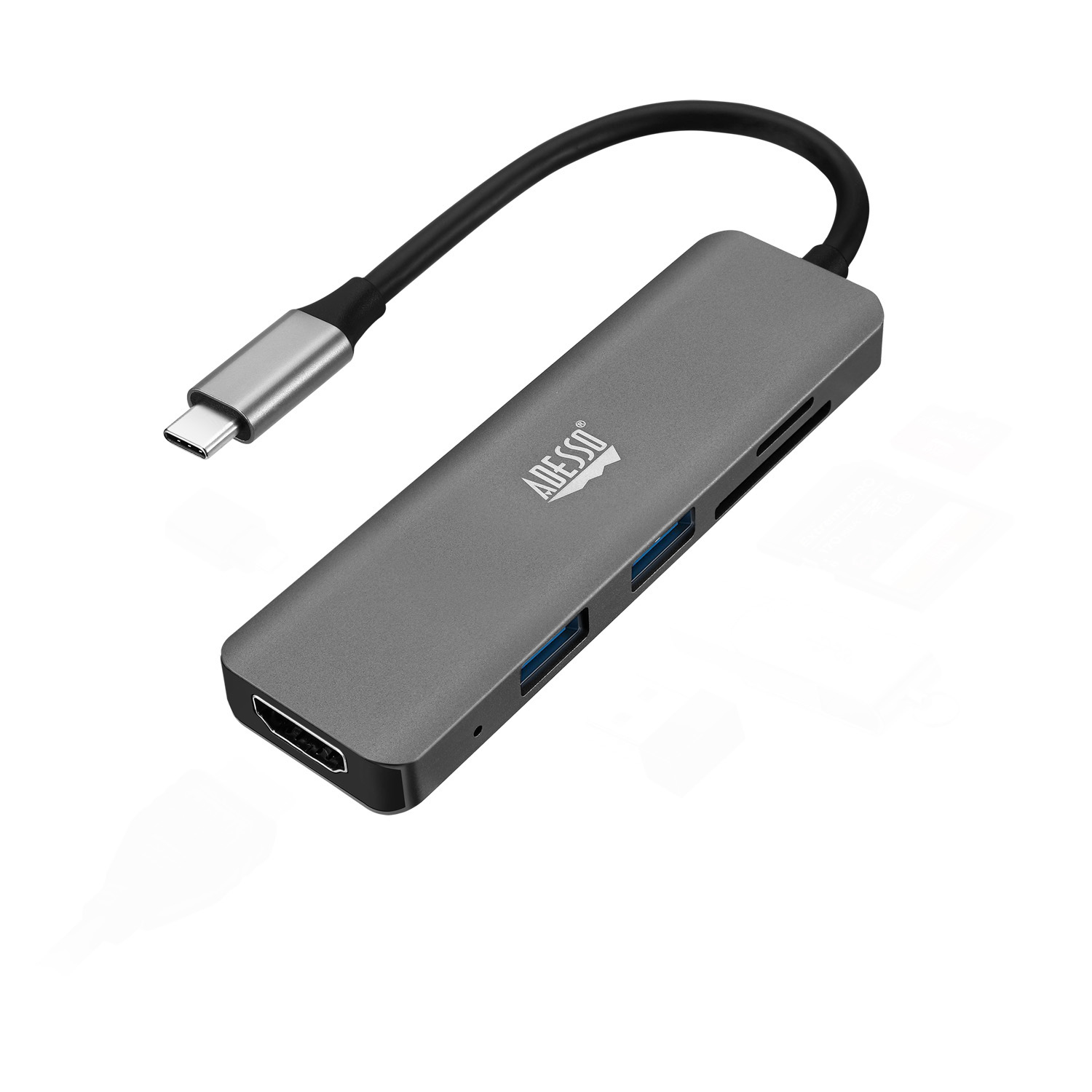 Adesso AUH-4020 Laptop Docks & Port Replicators - Aluminium