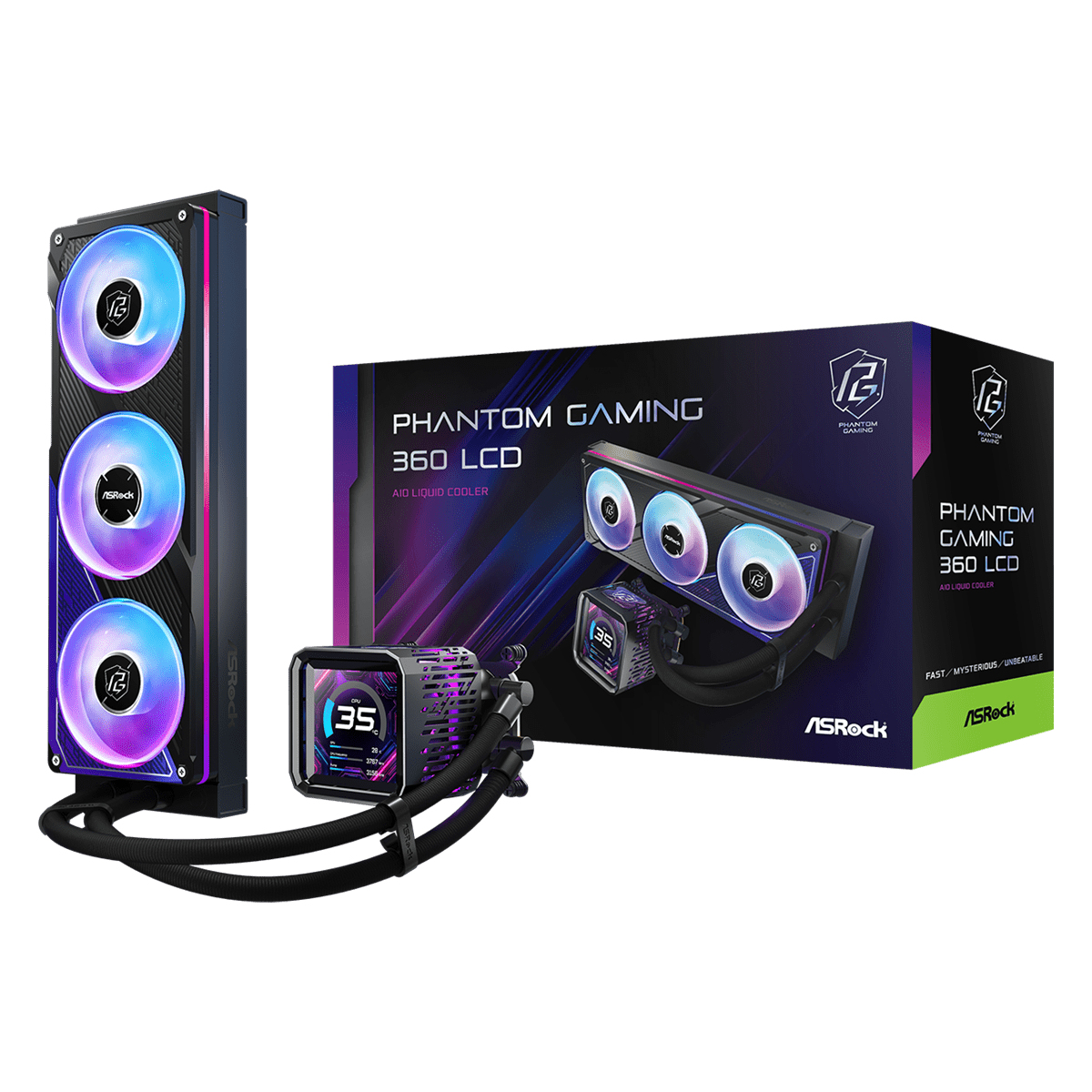 Asrock Phantom Gaming 360 LCD Processor Liquid cooling kit 12 cm Black