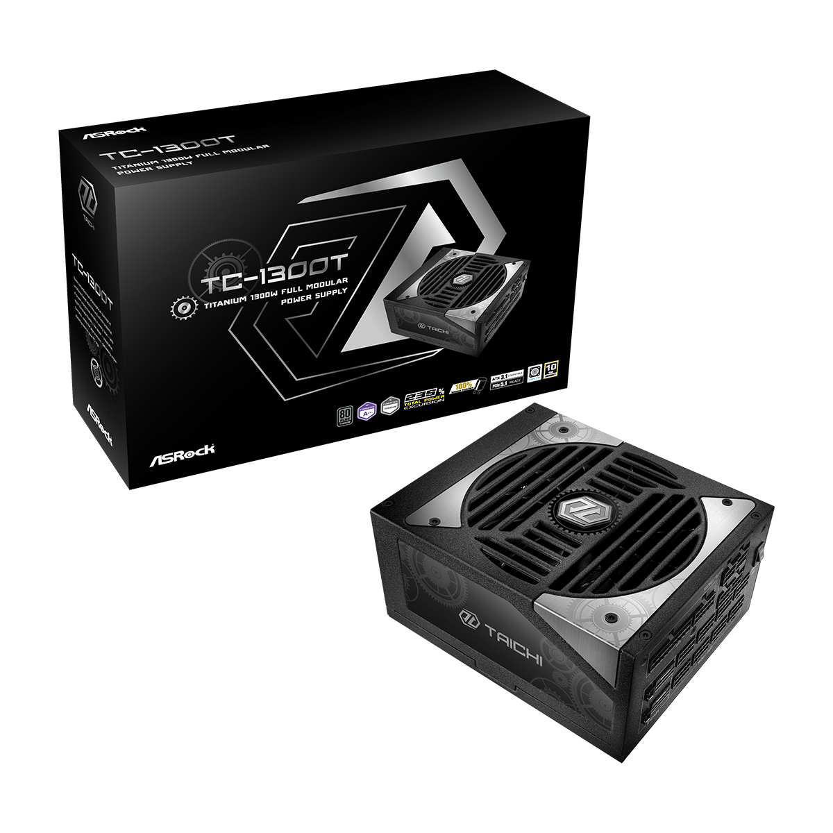 Asrock 1300W Taichi TC-1300T PSU, Fully Modular, 80+ Titanium, Cybenetics Titanium & Lambda A++, ATX 3.1, PCIe 5.1