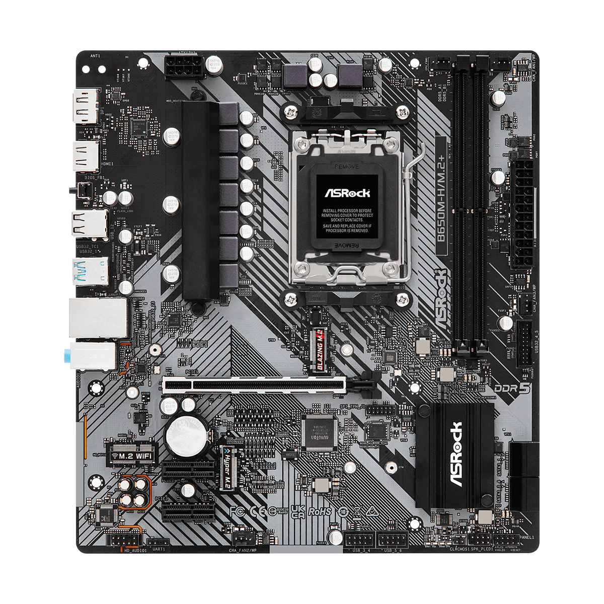ASRock B650M-H/M.2+ AMD AM5 Socket Motherboard Micro-ATX 2x DDR5 Slots 2x M.2 Socket GbE LAN 1x DsiplayPort / 1x HDMI Port