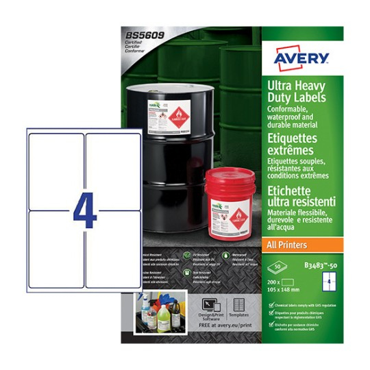 Avery B3483-50 Self-Adhesive Labels - White