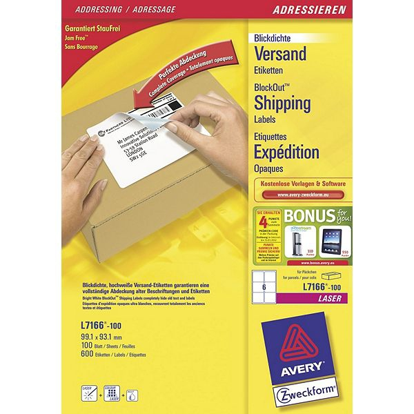 Avery L7166-100 Self-Adhesive Labels - White
