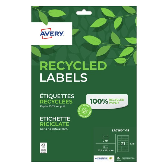 Avery LR7160-15 Printer Labels - White