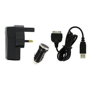 B-Tech Kit  Apple 30pin 3in1 Mains In Car USB Charger