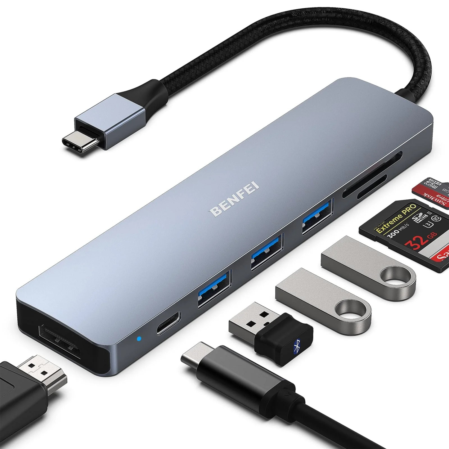 Benfei 7-in-1 Interface Hubs - Grey