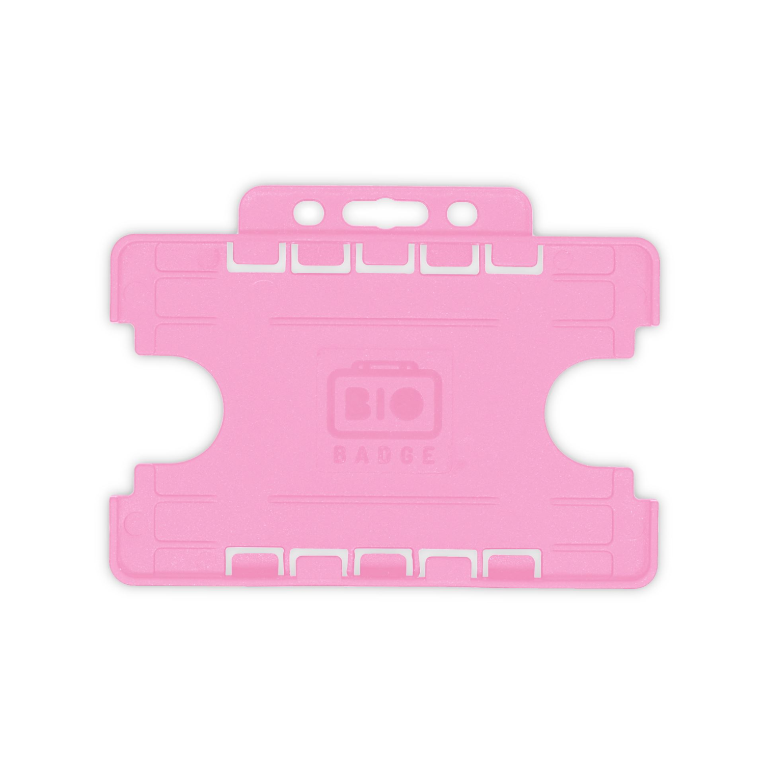 BioBadge Pink Dual-Sided Holders Landscape - Pack of 100
