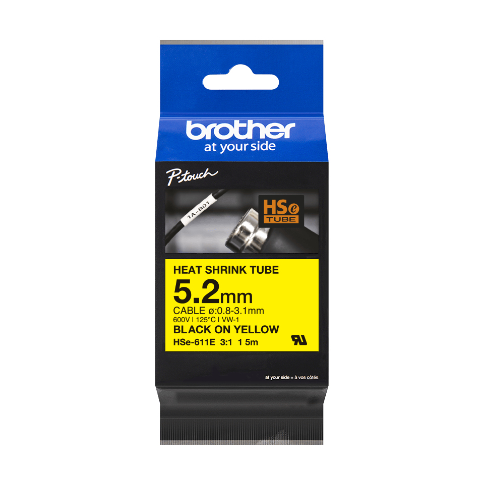 Brother HSE-611E Label-Making Tapes - Yellow