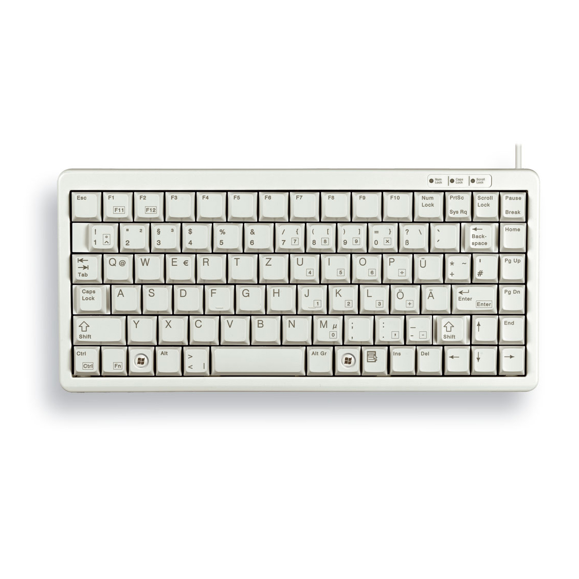 CHERRY Compact Keyboard, QWERTY, 83 keys, Combi USB/PS2, Light Grey