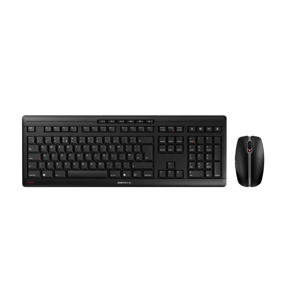 CHERRY STREAM DESKTOP, Wireless Keyboard & Mouse Set, Black, USB (QWERTY - UK)