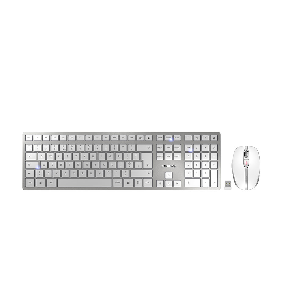 CHERRY DW 9100 SLIM keyboard Mouse included RF Wireless + Bluetooth QWERTY UK English Silver