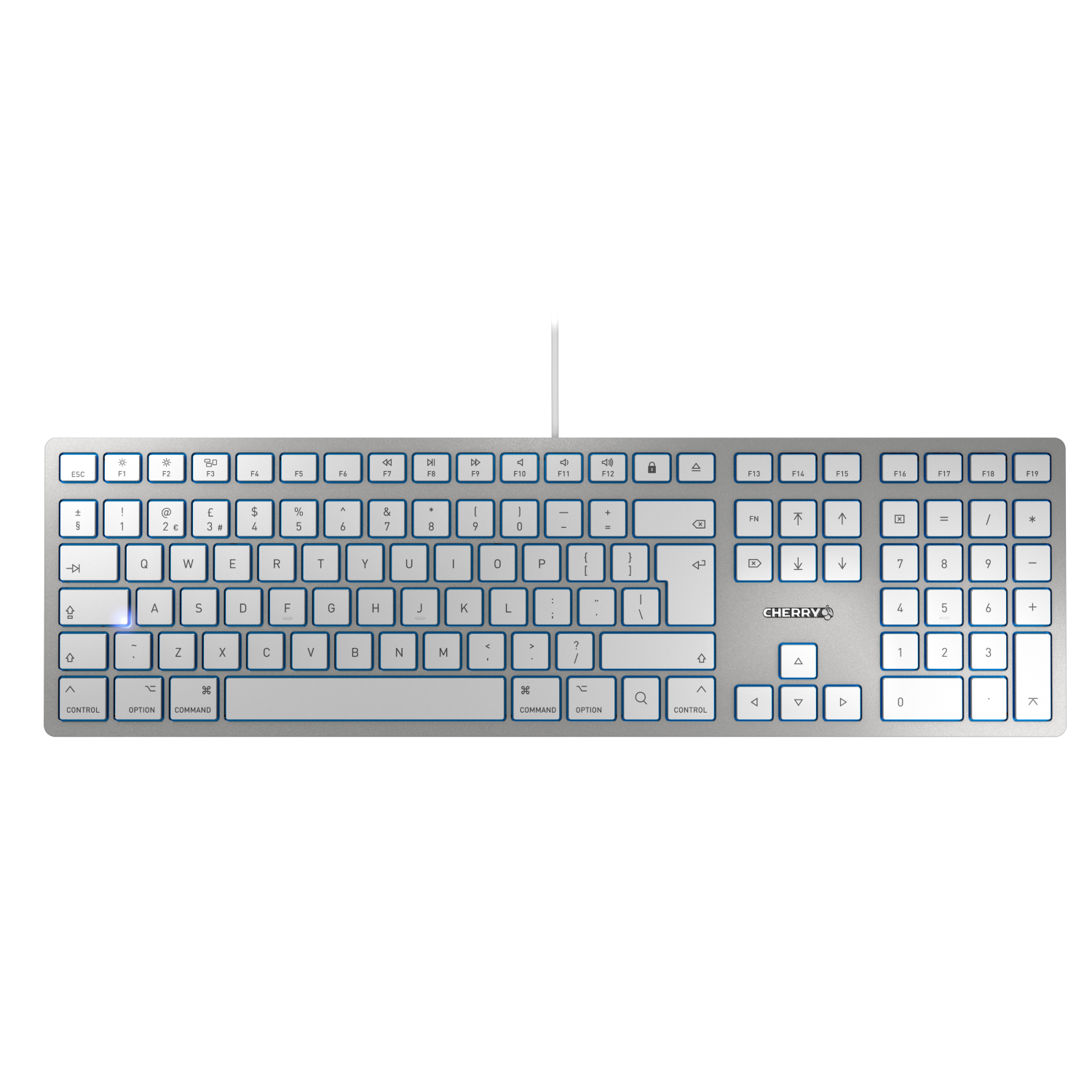 CHERRY KC 6000 SLIM FOR MAC Corded Keyboard, Silver/White, USB (QWERTY - UK)