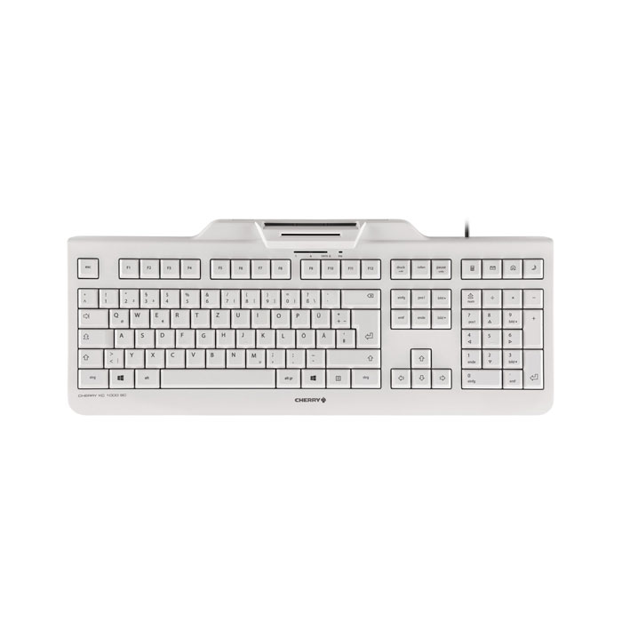 CHERRY KC 1000 SC Corded Smartcard Keyboard, Light Grey, USB (QWERTY - UK)