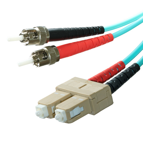 Cablenet 2m OM3 50/125 ST-SC Duplex Aqua LSOH Fibre Patch Lead