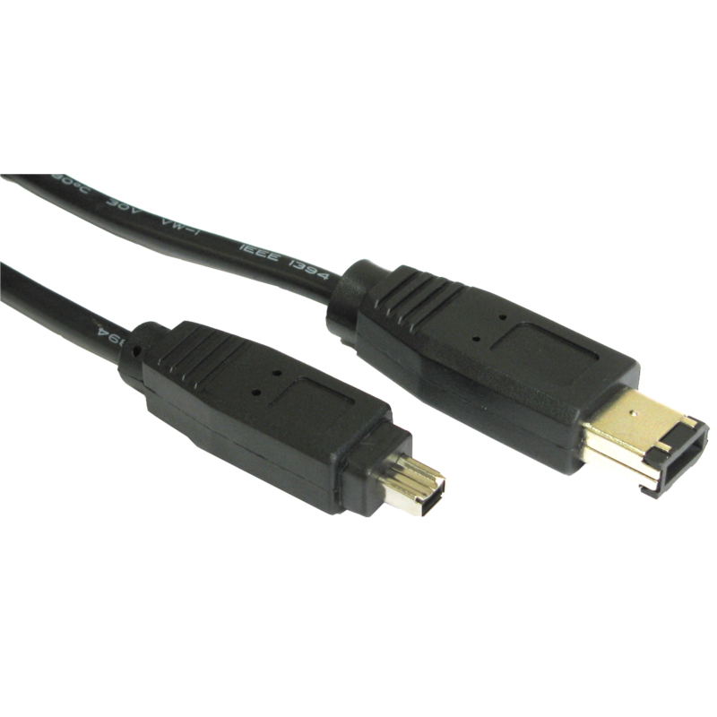 Cables Direct 6pin-4pin FireWire Cables - Black