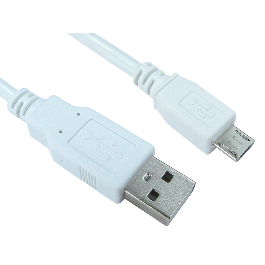 Cables Direct USB A/B, 0.5m USB cable USB 2.0 Micro-USB B White