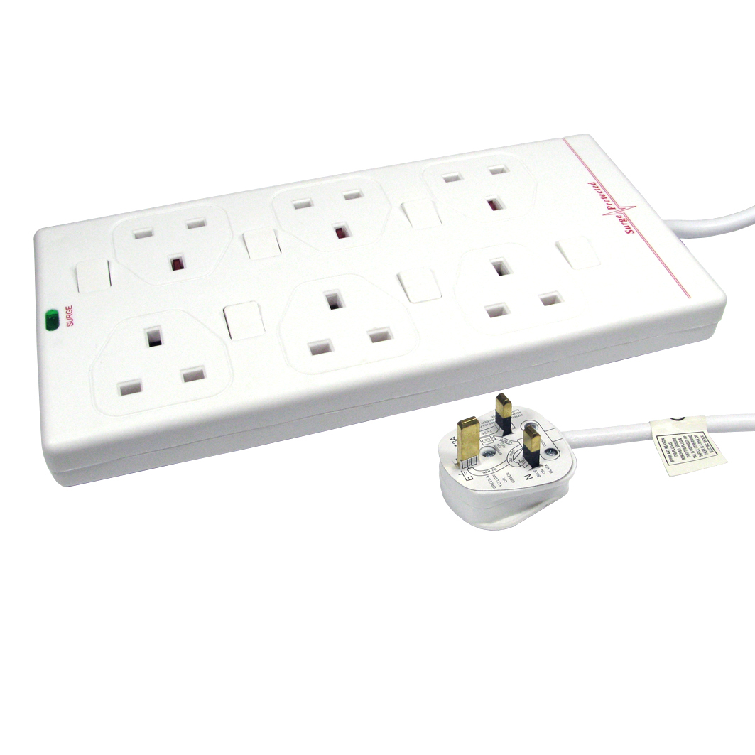 Cables Direct RB-02-6GANGSWD Power Extensions - White