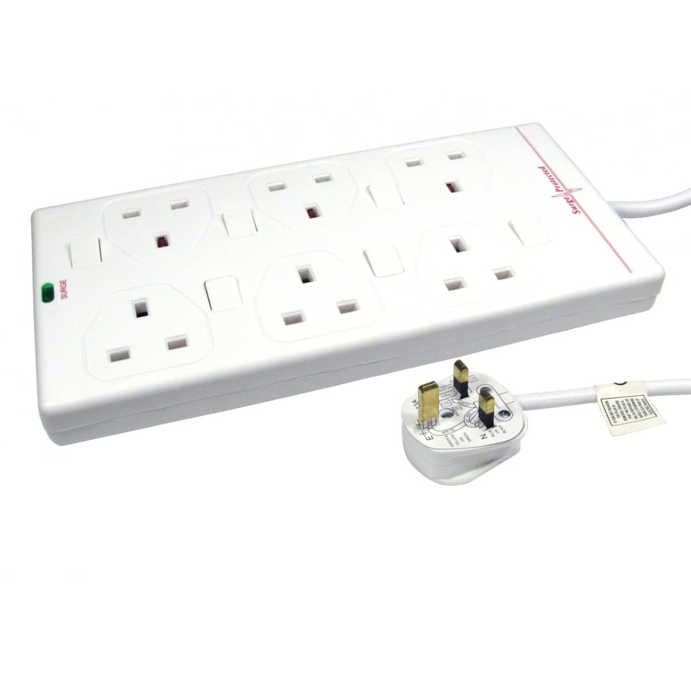 Cables Direct RB-10-6GANGSWD Surge Protectors - White