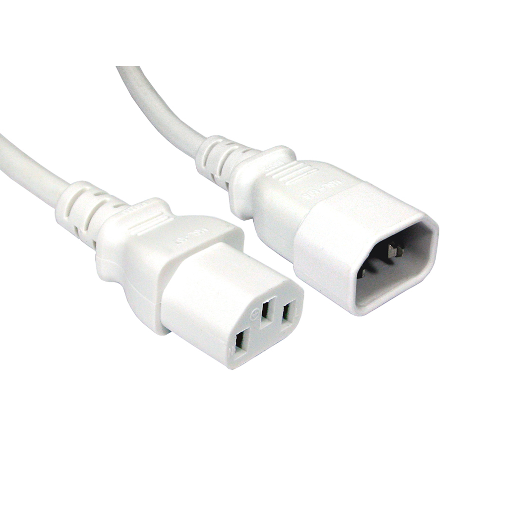 Cables Direct IEC Extension Cable C13 / C14 1.8m White C14 coupler C13 coupler