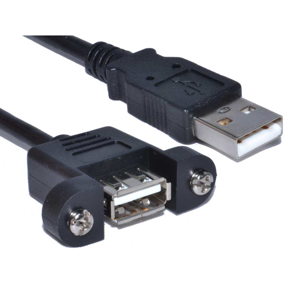 Cables Direct Panel Mount Shielded USB cable 3 m USB 2.0 USB A Black