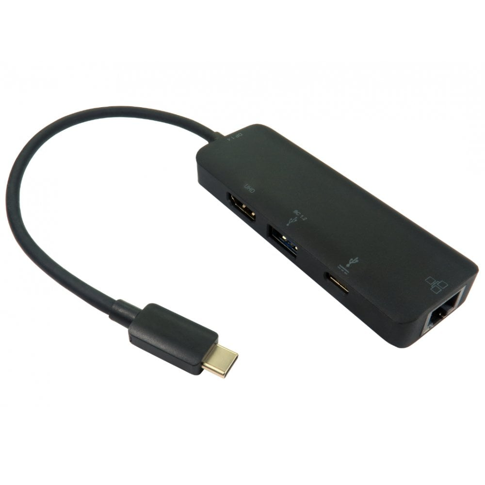 Cables Direct 15cm Leaded USB Type-C to HDMI, USB & Gigabit Adapter with PD Function