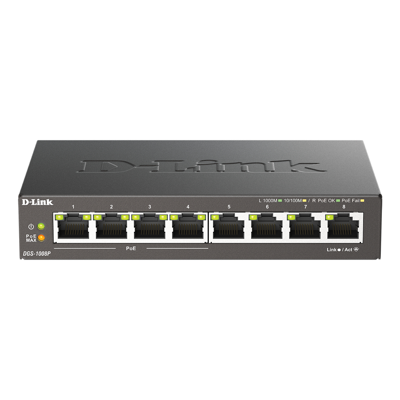 D-Link DGS-1008P Network Switches - Black