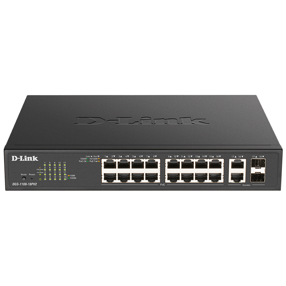 D-Link DGS-1100-18PV2 Network Switches - Black