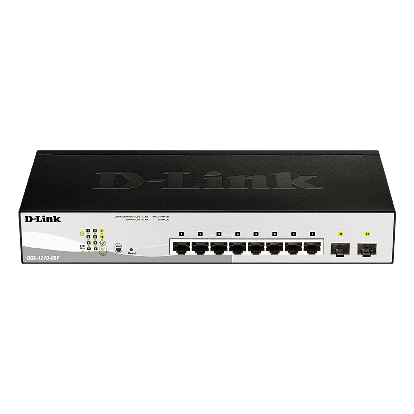 D-Link DGS-1210-08P Network Switches - Black