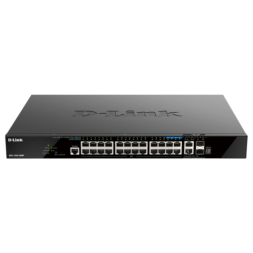 D-Link DGS-1520-28MP Network Switches - Black