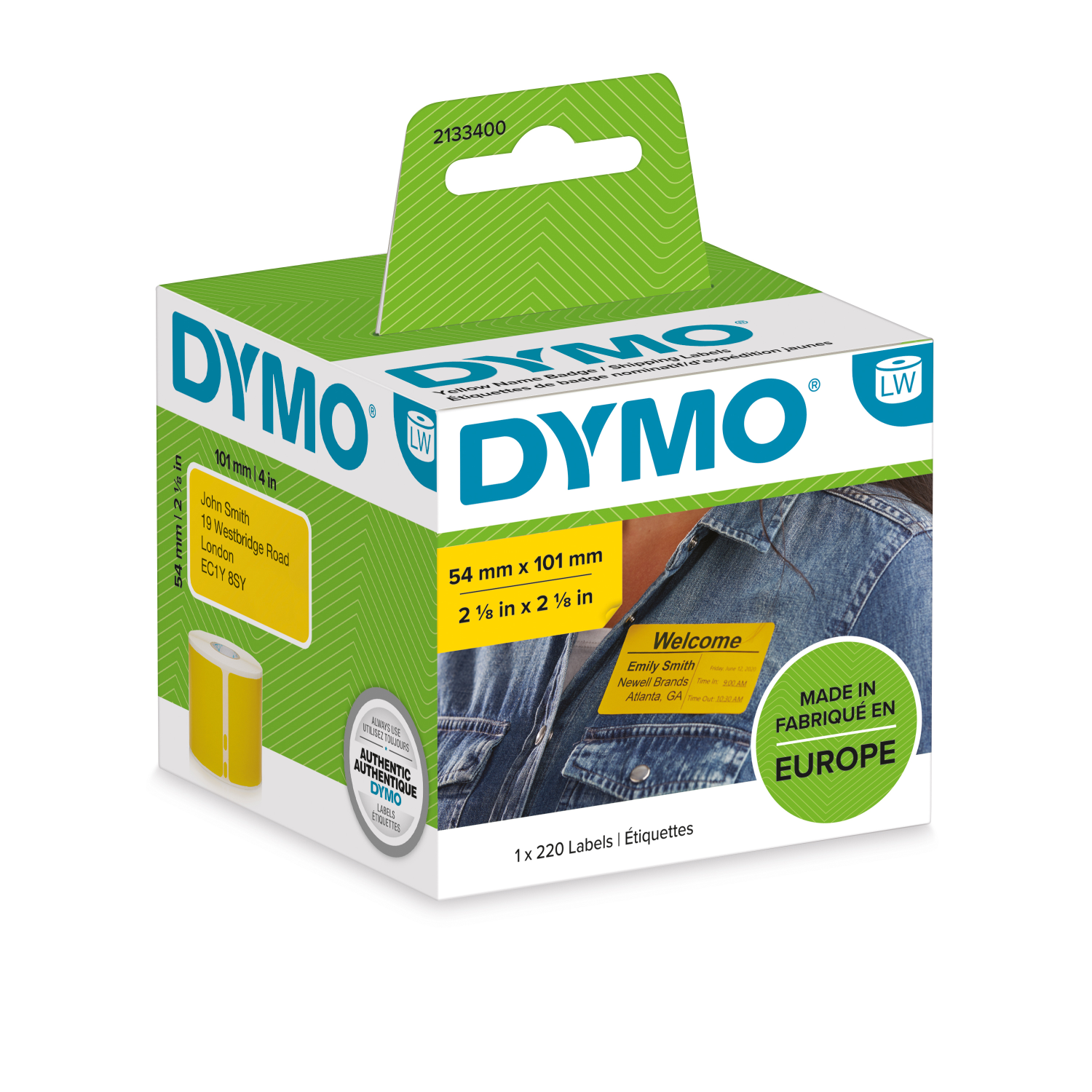 Dymo 54x101 Self-Adhesive Labels - Yellow