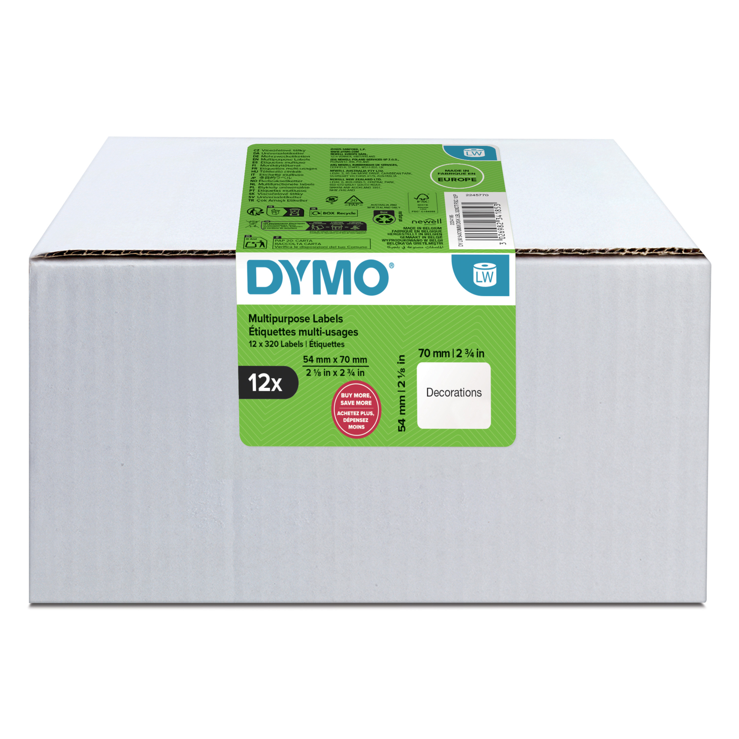 DYMO 74x70MM Printer Labels - White