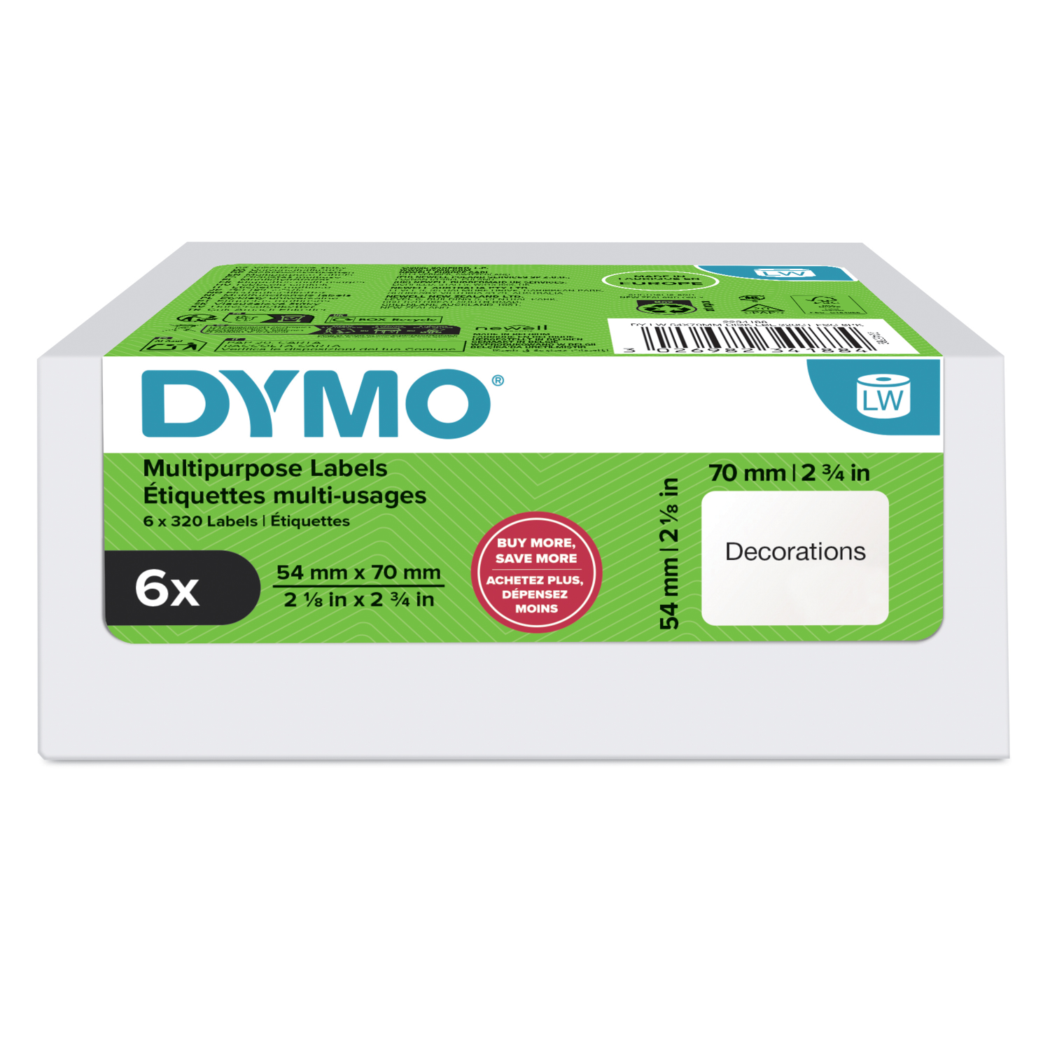 DYMO 74x70MM Printer Labels - White