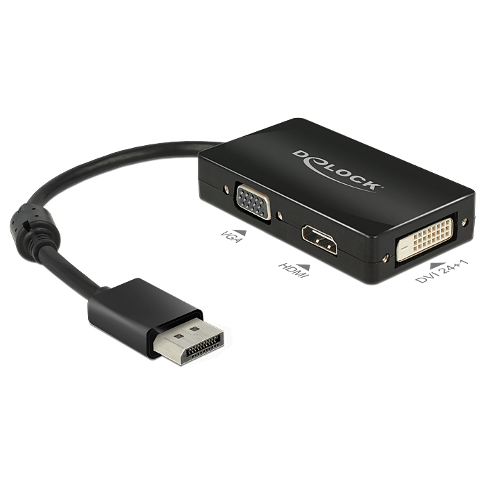 DeLOCK 0.16m DisplayPort/VGA+HDMI+DVI VGA (D-Sub)+ HDMI + DVI Black
