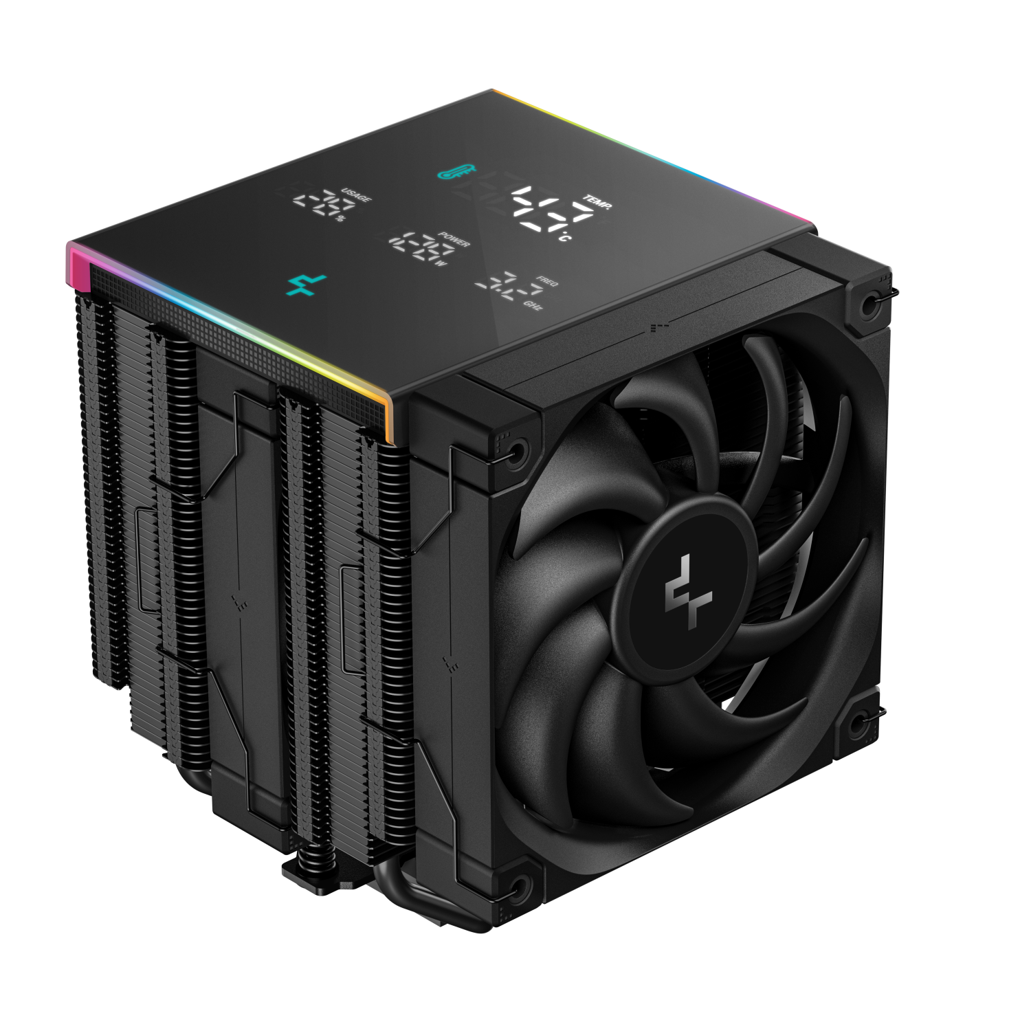 DeepCool AK620 Digital Pro CPU Air Cooler Dual-Tower with Digital Display 120mm FDB Fans ARGB Lighting 6 Copper Heatpipes LGA1700/AM5 Compatible High-Performance Quiet Cooling for Gaming PCs