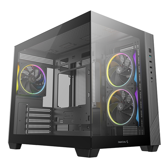 DeepCool CG330 3F ARGB Dual-Chamber Micro-ATX Tower Case Tempered Glass Panels 3 x 120mm ARGB Fans USB 3.0 ITX/Micro-ATX Black