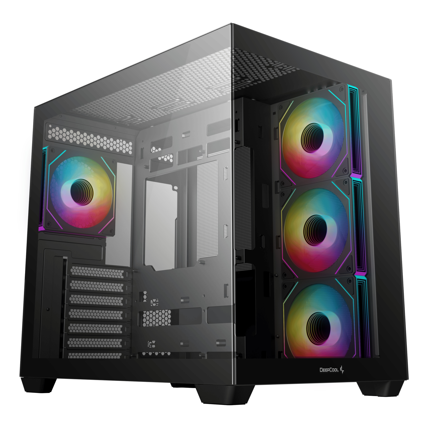 DeepCool CG530 4F Mid-Tower Case with Tempered Glass Panels 4 Pre-Installed ARGB Fans and Optimal Airflow Support Black