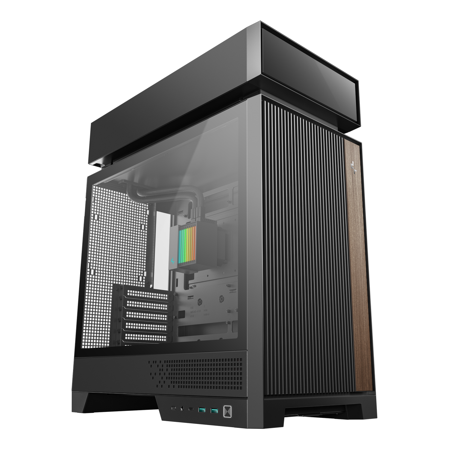 DeepCool CL6600 ARGB Modular Split-Chamber Mid-Tower ATX Case Tempered Glass Panels  Pre-installed 360mm ARGB Liquid Cooler 2 x FL12R  SE ARGB Fans USB 3.0 Mini-ITX/Mico-ATX/ATX Black