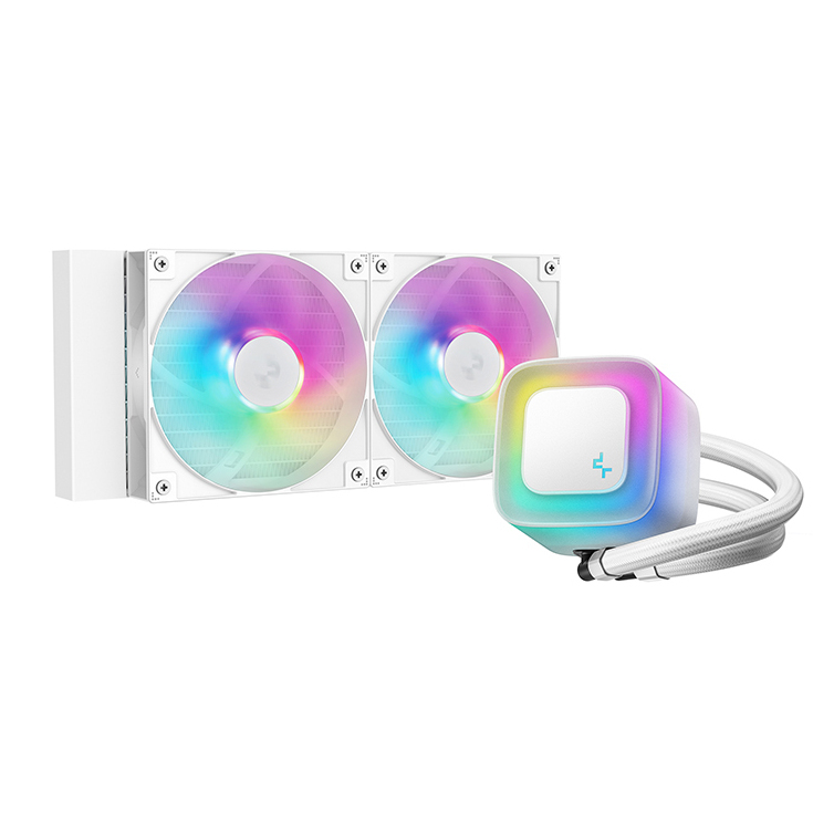 DeepCool LE240 V2 White 240mm Liquid CPU Cooler Dual 120mm ARGB Fans Anti-Leak Tech Quiet Pump High Performance for Intel & AMD Sockets