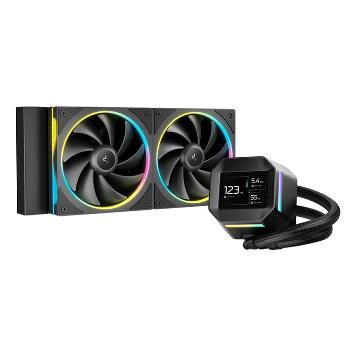DeepCool LM240 Liquid CPU Cooler with 2.4 IPS Display 240mm AIO Dual 120mm ARGB Fans Anti-Leak Technology PWM Pump Intel LGA 1851/1700 & AMD AM5 Compatible Black